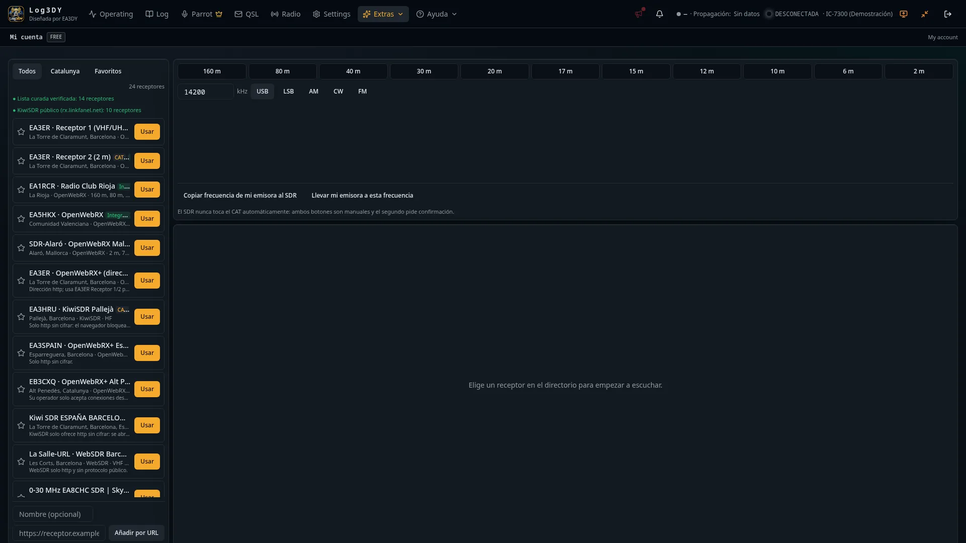 Directorio de receptores SDR web dentro de LOG3DY